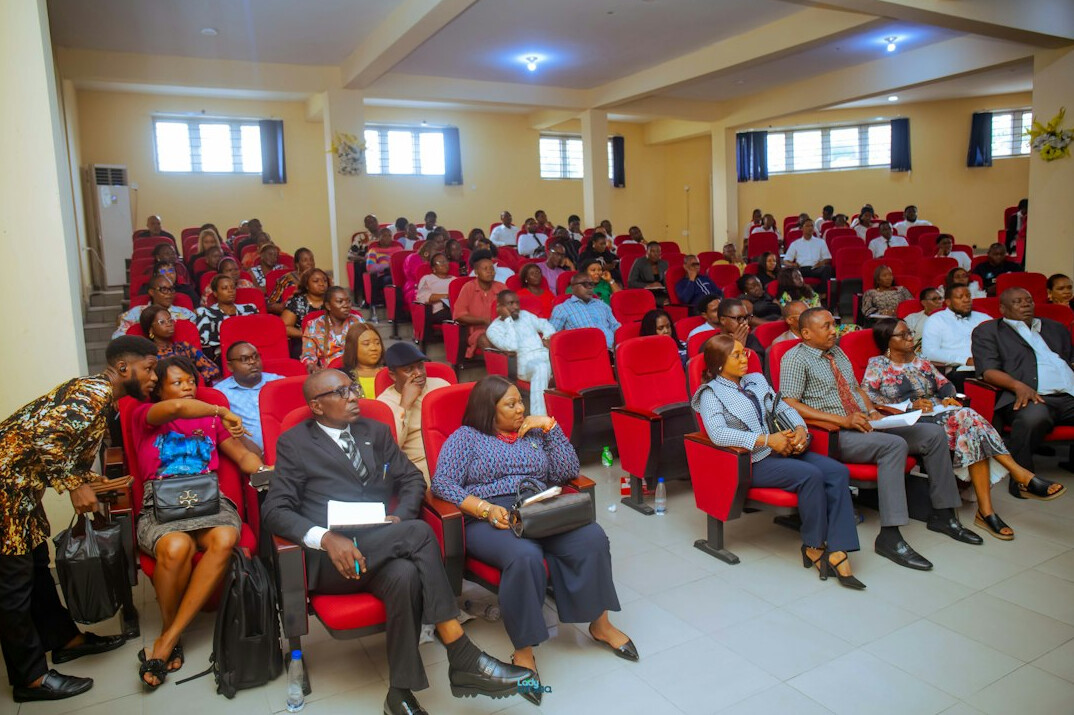 group of professionals in seminar